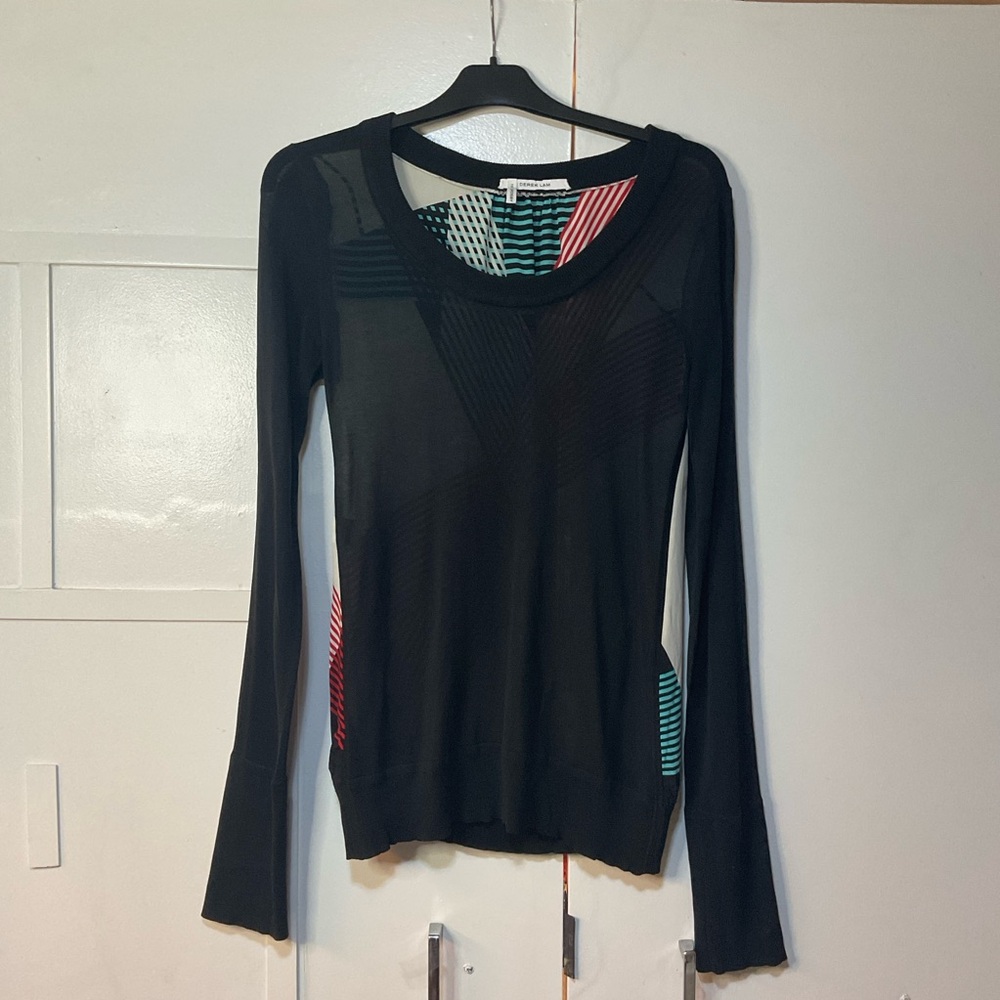 Derek Lam Black/Multicolor Silk Top